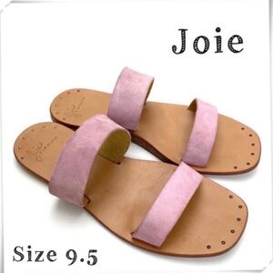 JOIE Orchid Suede Double Strap Flat Slide Sandal in Soft Pink Size 39.5